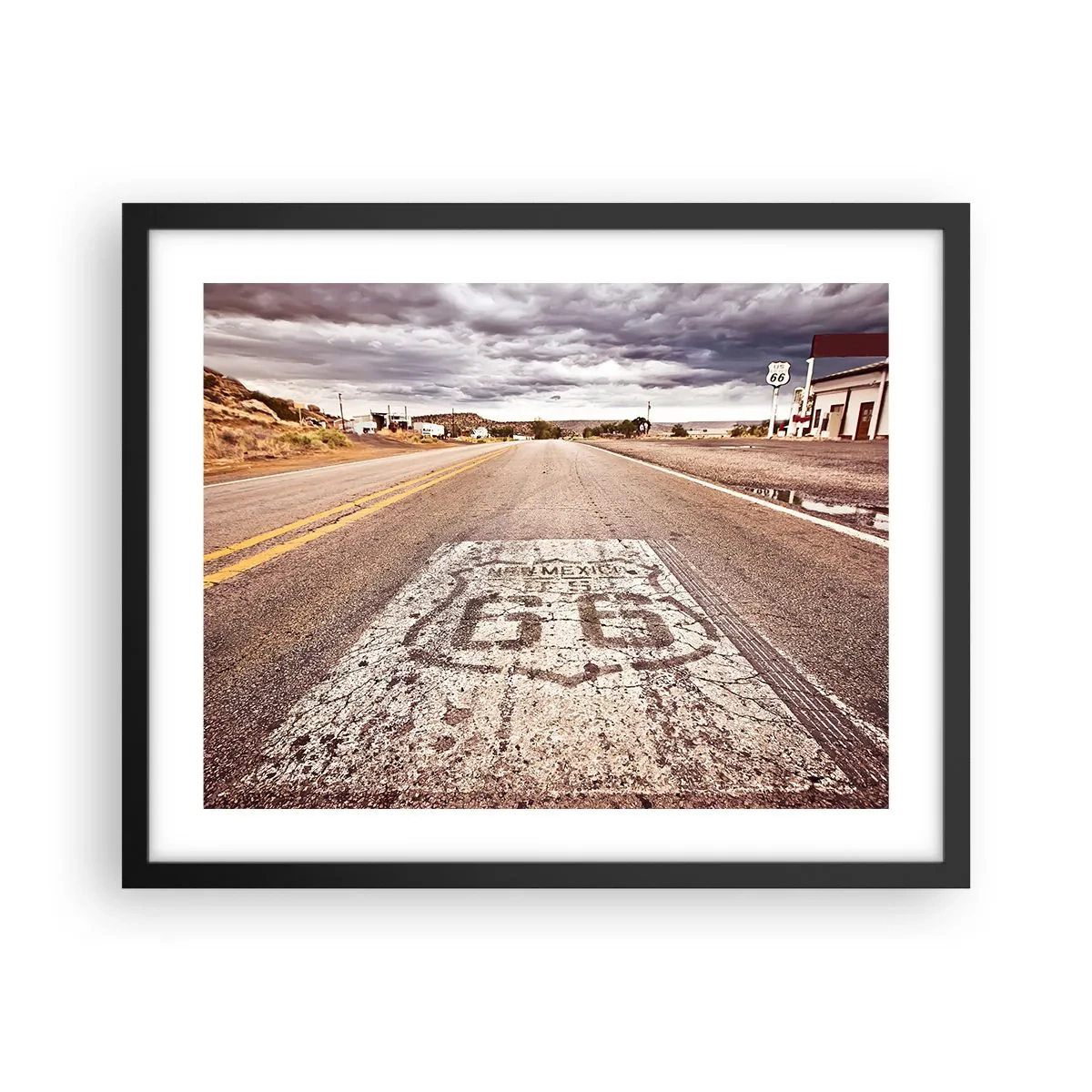 Poster in cornice nera - La Route 66: una leggenda americana - 50x40 cm
