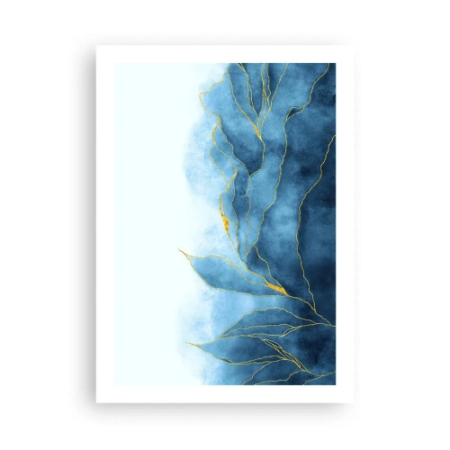 Poster - Una composizione astratta nei toni del blu con linee dorate. - 50x70cm - Blu nell'oro - Decorazione murale moderna per soggiorno e camera da letto ARTTOR