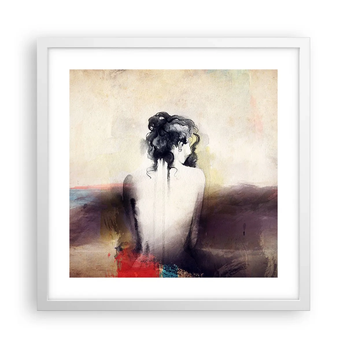 Poster in cornice bianca - Linee miti, forme ovali - 40x40 cm