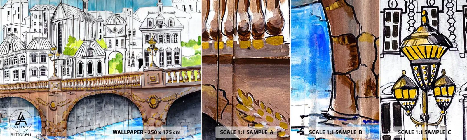 Campione di Fotomurale Adesivo Deluxe Sticker - Una città come dipinta - Graffiti, Francia, Architettura - 100x30 cm