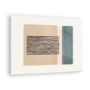 Quadro su vetro - Composizione geometrica con strisce e blocchi di colore - 70x50cm - Tutto a posto - Decorazione murale moderna per soggiorno e camera da letto ARTTOR