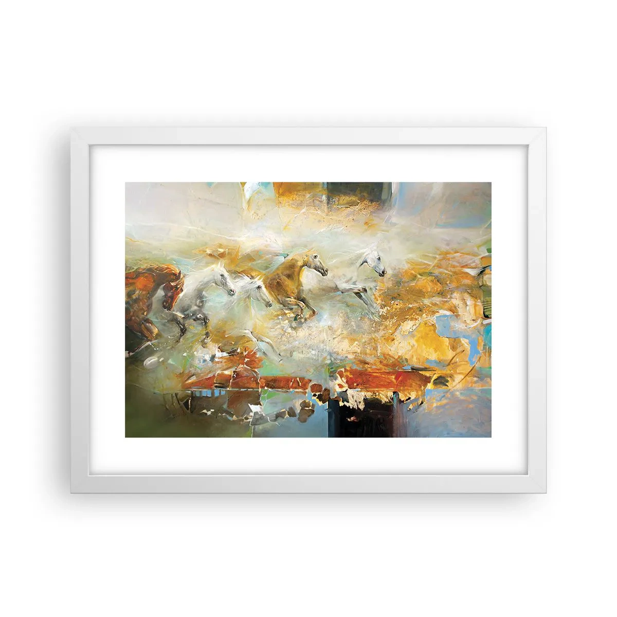 Poster in cornice bianca - Al galoppo attraverso la luce - 40x30 cm