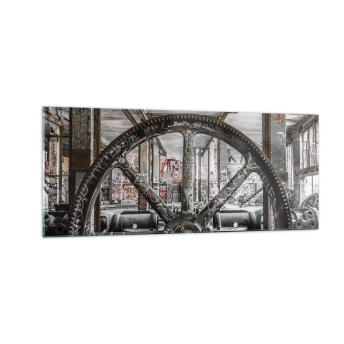 Quadro su vetro - La vita segreta della fabbrica - 100x40 cm