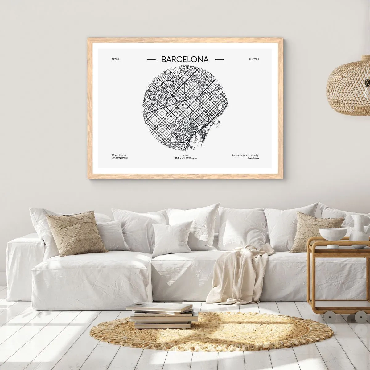 Poster in cornice rovere chiaro - Anatomia di Barcellona - 40x30 cm