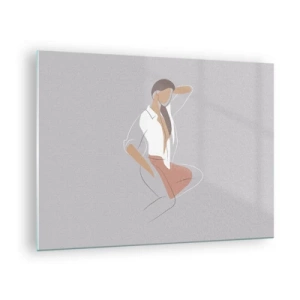 Quadro su vetro - Silhouette femminile in stile minimalista - 70x50cm - Profilo di bellezza - Decorazione murale moderna per soggiorno e camera da letto ARTTOR