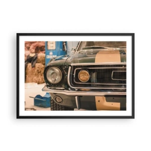 Poster in cornice nera - Un'auto retrò iconica in un ambiente classico - 70x50cm - Incontro con la leggenda - Decorazione murale moderna per soggiorno e camera da letto ARTTOR