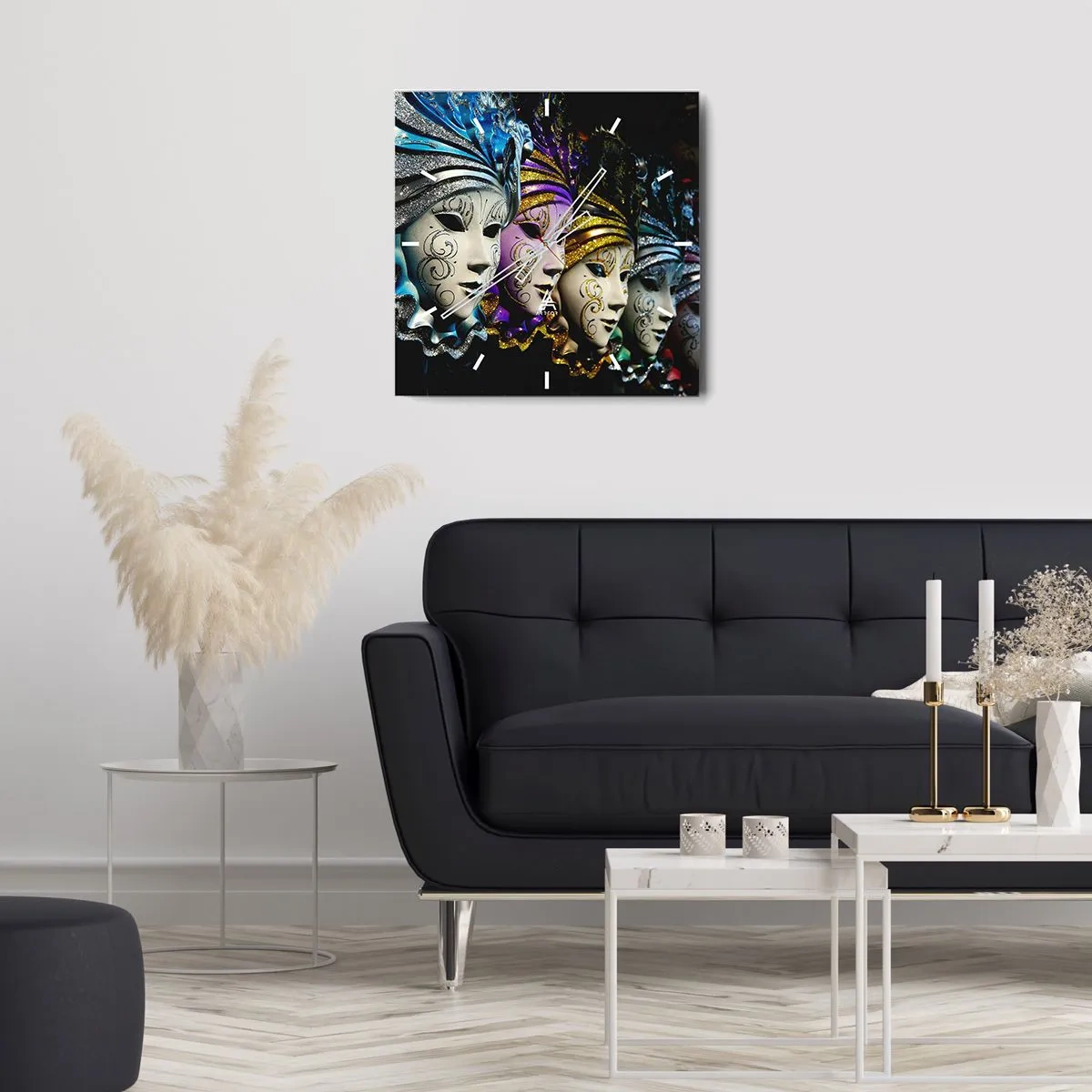 Orologio da parete - Orologio in Vetro - Mistero in oro e argento - 40x40 cm