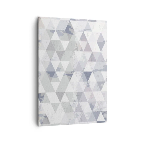 Quadro su tela - Stampe su Tela - Motivo geometrico a triangolo in tonalità pastello - 50x70cm - Al ritmo di tre - Decorazione murale moderna per soggiorno e camera da letto ARTTOR