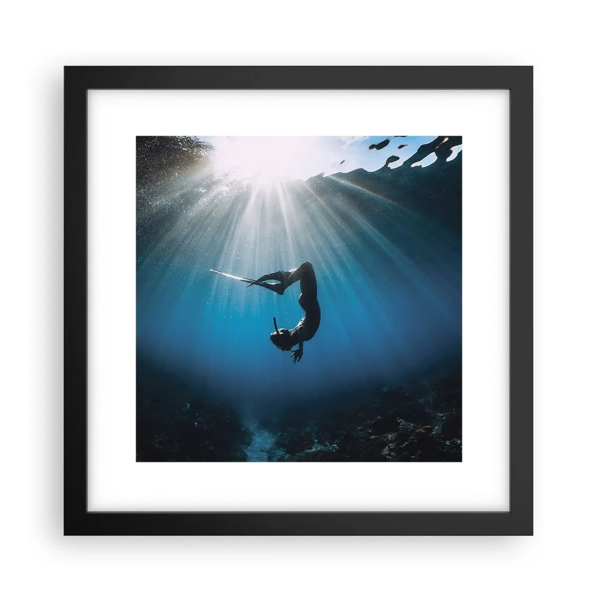 Poster in cornice nera - Danza subacquea - 30x30 cm