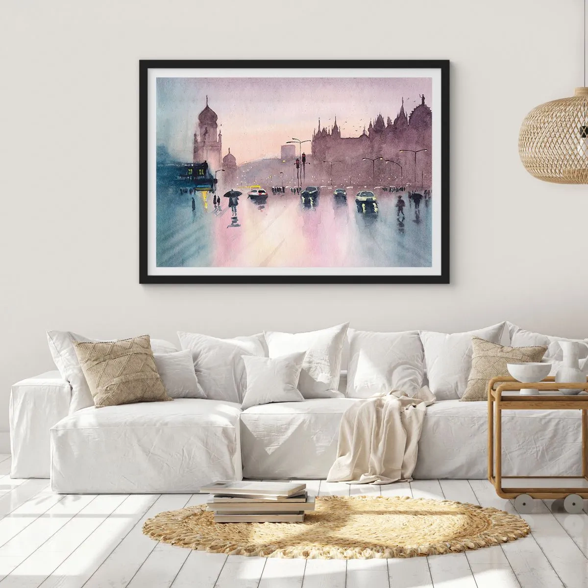 Poster in cornice nera - Nella nebbia piovigginosa - 91x61 cm