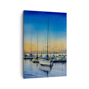 Quadro su tela - Stampe su Tela - Porto degli yacht al tramonto con riflessi sull'acqua - 50x70cm - La fine di una buona giornata - Decorazione murale moderna per soggiorno e camera da letto ARTTOR