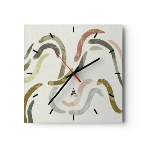 Orologio da parete - Orologio in Vetro - Archi astratti in colori pastello - 30x30cm - La danza gioiosa dell'astrazione - Decorazione murale moderna per soggiorno e camera da letto ARTTOR