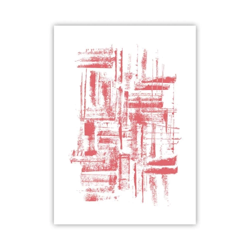 Poster - Linee geometriche rosse su sfondo bianco - 50x70cm - Città rossa - Decorazione murale moderna per soggiorno e camera da letto ARTTOR
