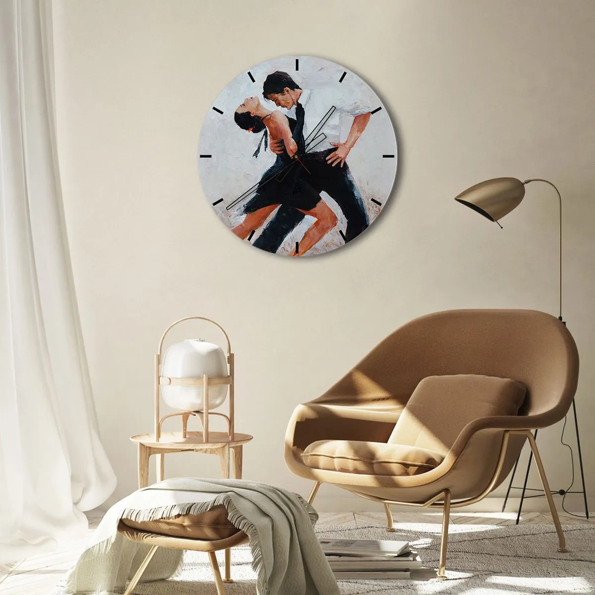 Orologio da parete - Orologio in Vetro - Una coppia che balla il tango in una posa dinamica e passionale - 30x30cm - Il tango dei miei sogni - Decorazione murale moderna per soggiorno, cucina e camera da letto ARTTOR