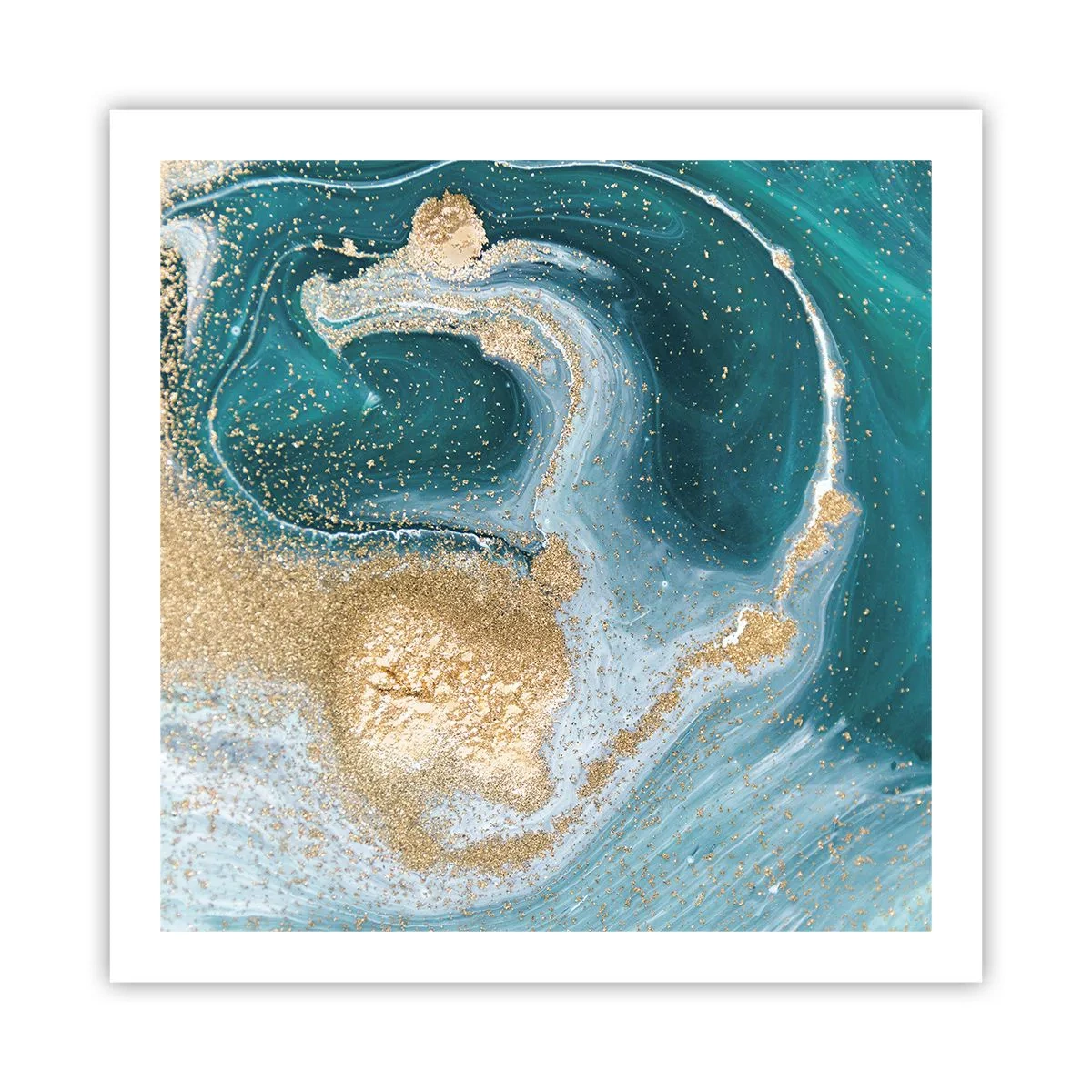Poster - Vortice di oro e turchese - 60x60 cm