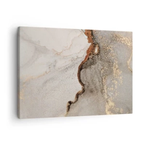 Quadro su tela - Stampe su Tela - Motivo astratto con sfumature di oro e grigio - 70x50cm - Ai confini del colore - Decorazione murale moderna per soggiorno e camera da letto ARTTOR