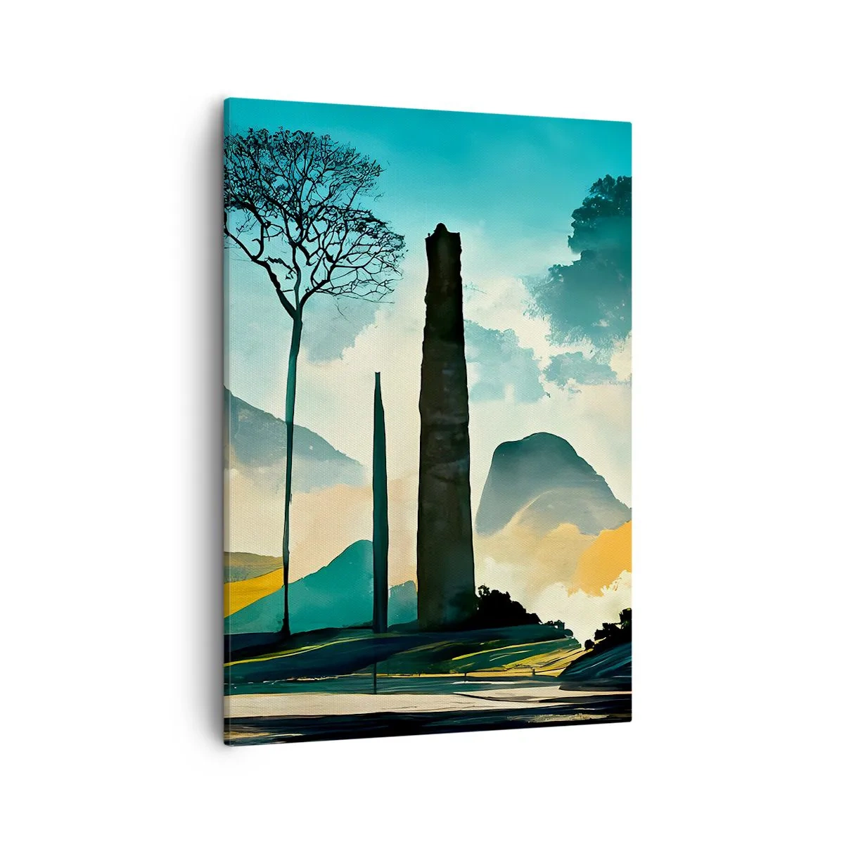 Quadro su tela - Stampe su Tela - Un paesaggio pittoresco con alberi e montagne sullo sfondo - 50x70cm - Sempre più in alto - Decorazione murale moderna per soggiorno e camera da letto ARTTOR