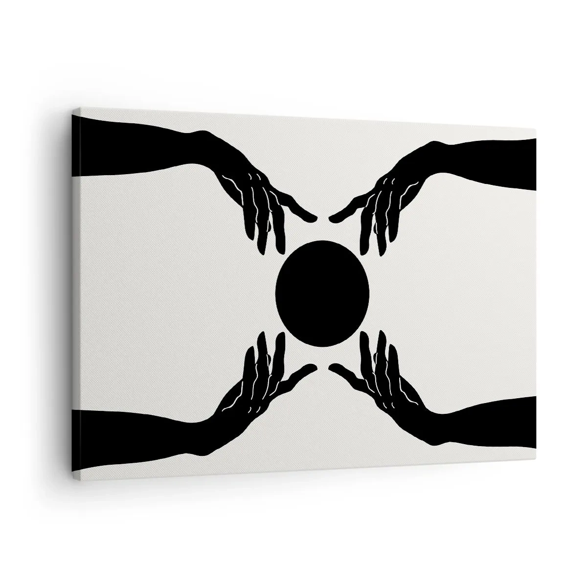 Quadro su tela - Stampe su Tela - Mani nere in una composizione simmetrica con una palla - 70x50cm - Segno misterioso - Decorazione murale moderna per soggiorno e camera da letto ARTTOR