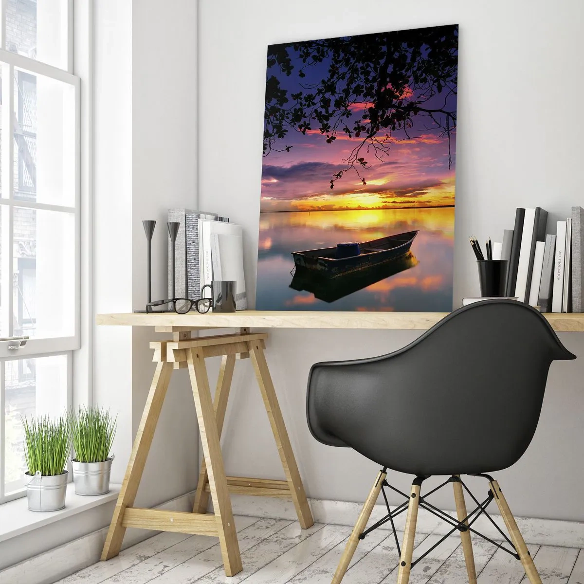 Quadro su vetro - Sembra che tu sia sospeso nel mezzo di un cerchio di cielo... - 50x70cm - Ti sembra di essere sospeso nel cielo... - Decorazione murale moderna per soggiorno e camera da letto ARTTOR