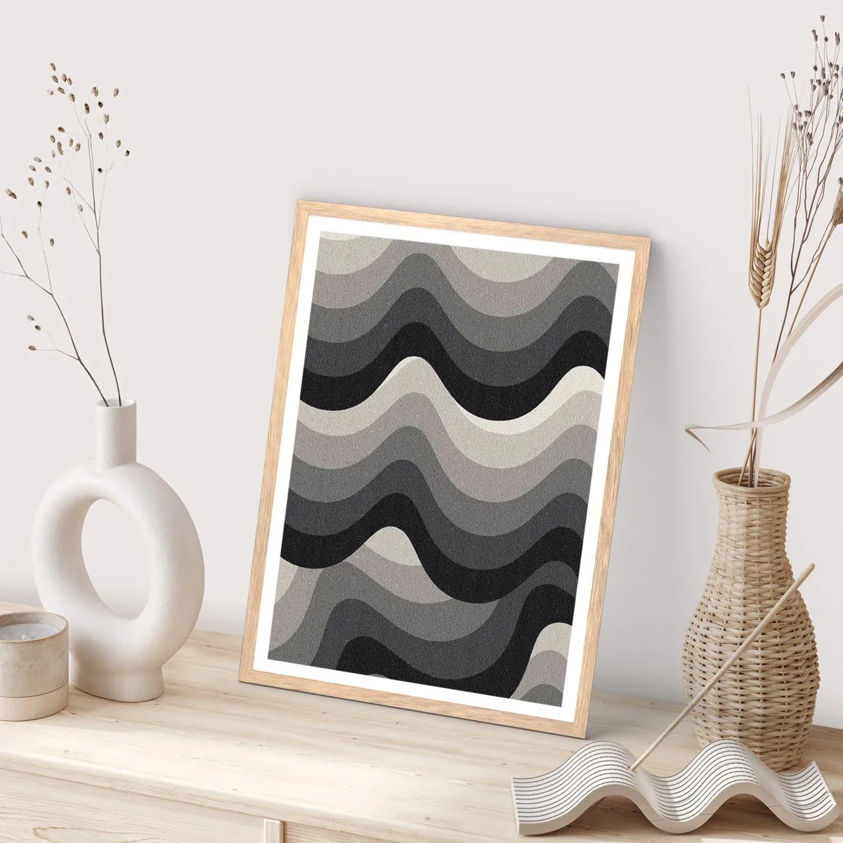 Poster in cornice rovere chiaro - Un'onda dopo l'altra - 50x70 cm