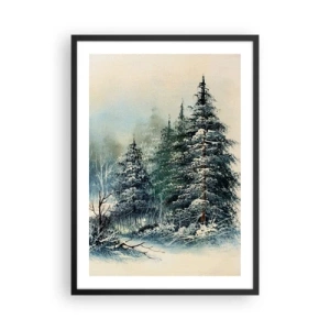 Poster in cornice nera - Alberi innevati in una foresta invernale contro un cielo calmo - 50x70cm - Pronti al Natale - Decorazione murale moderna per soggiorno e camera da letto ARTTOR