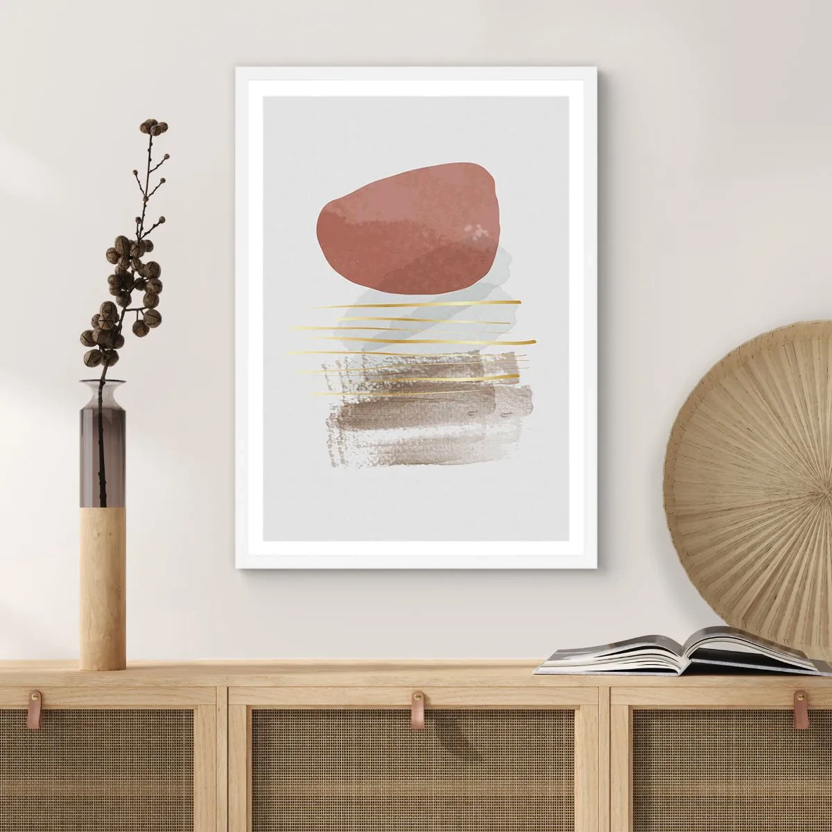 Poster in cornice bianca - Colonnato astratto - 61x91 cm