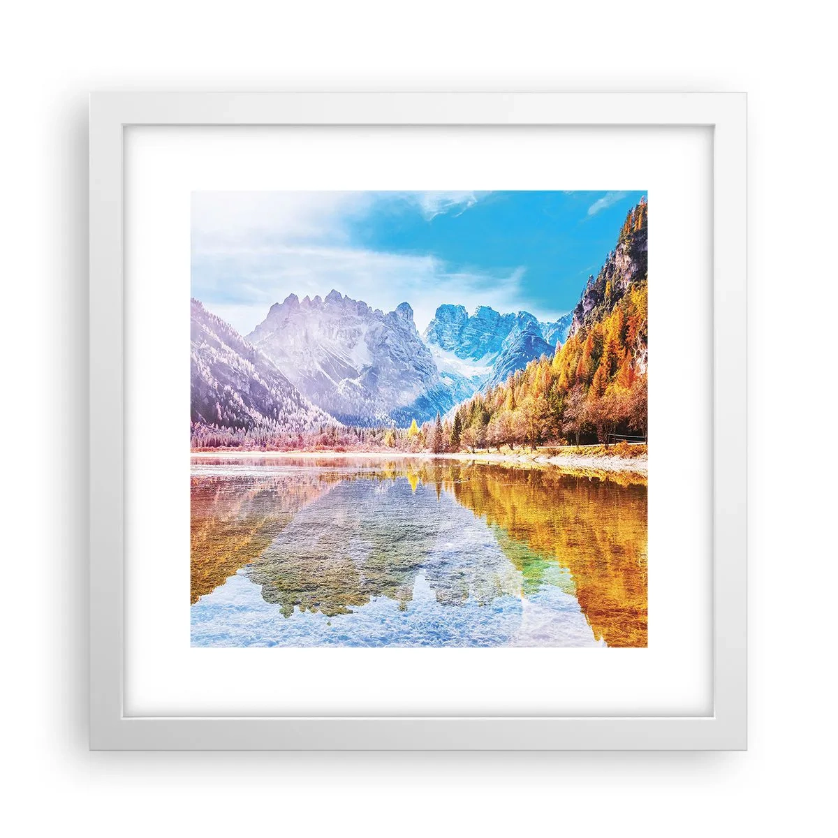 Poster in cornice bianca - E nei monti è già autunno - 30x30 cm