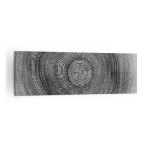 Quadro su tela - Stampe su Tela - Modello di anelli di un albero in bianco e nero che mostra una sezione trasversale del tronco - 160x50cm - I segni del tempo - Decorazione murale moderna per soggiorno e camera da letto ARTTOR