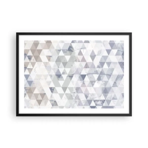 Poster in cornice nera - Motivo geometrico a triangolo in tonalità pastello - 70x50cm - Al ritmo di tre - Decorazione murale moderna per soggiorno e camera da letto ARTTOR