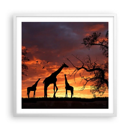 Poster in cornice bianca - Piccola cena tra amici - 60x60 cm