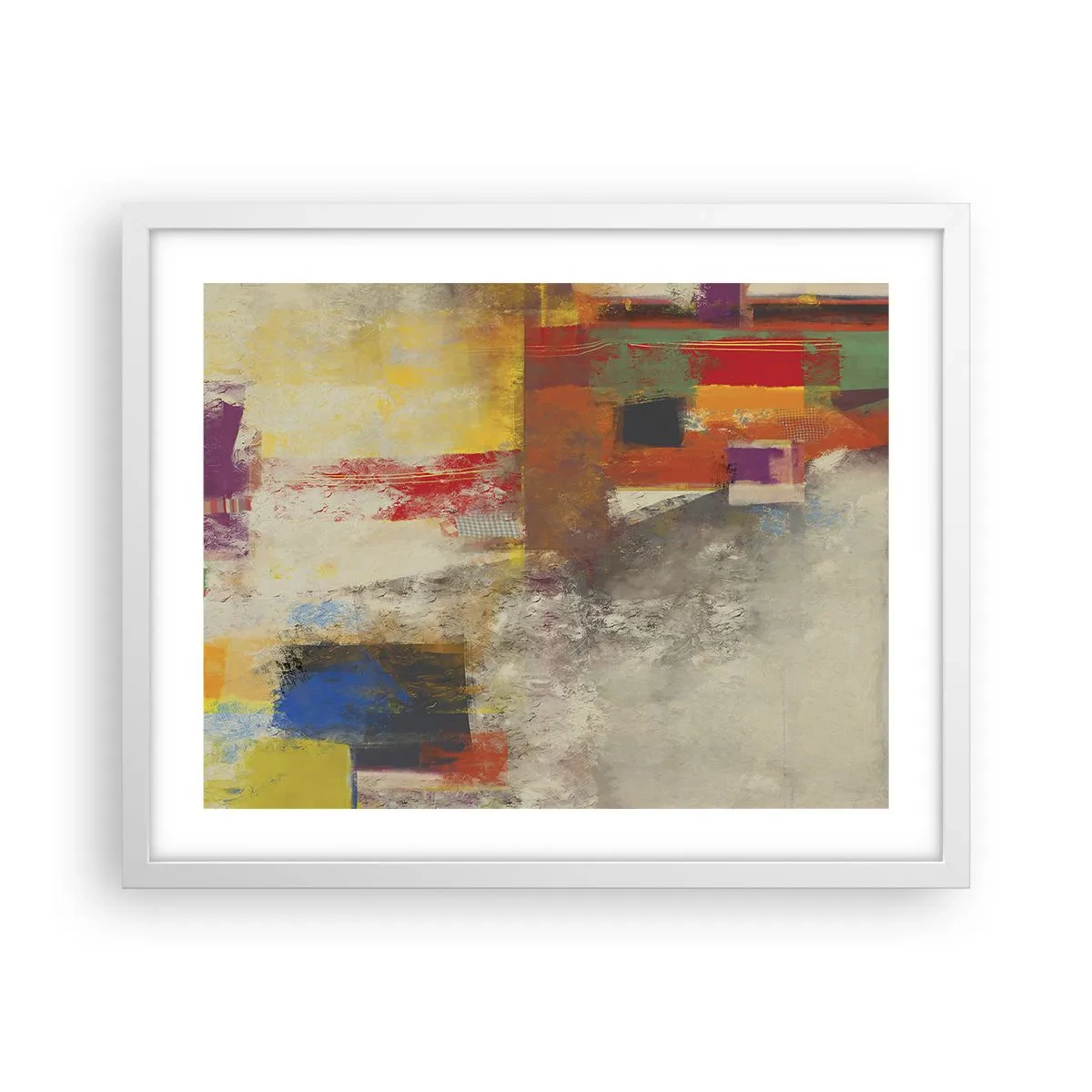 Poster in cornice bianca - Geometria dei colori - 50x40 cm