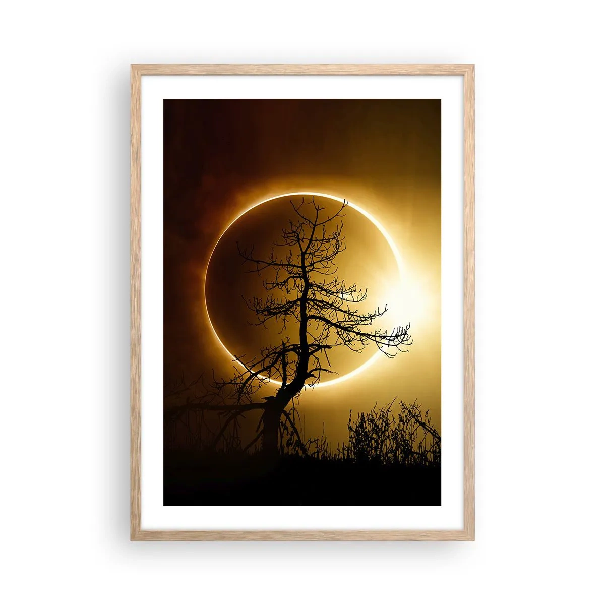 Poster in cornice rovere chiaro - Eclissi totale - 50x70 cm