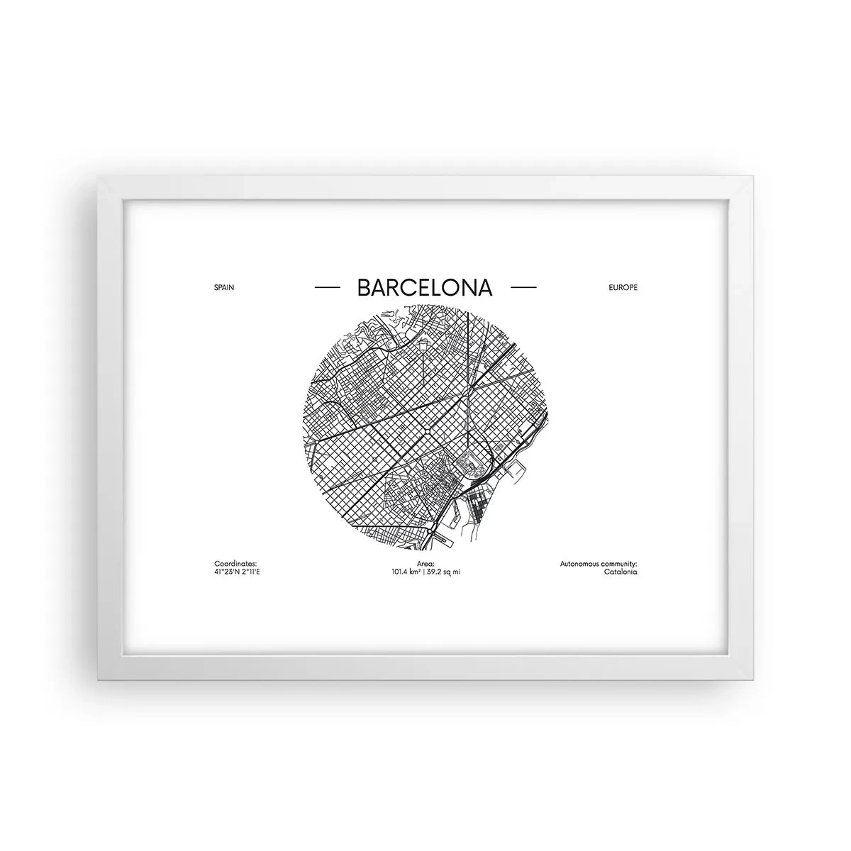 Poster in cornice bianca - Anatomia di Barcellona - 40x30 cm
