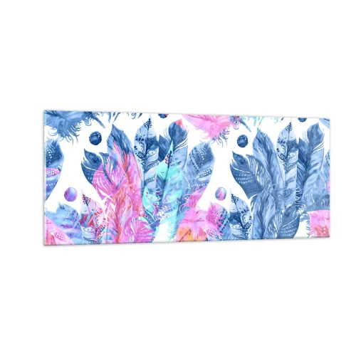 Quadro su vetro - Pennacchi in rosa e blu - 100x40 cm