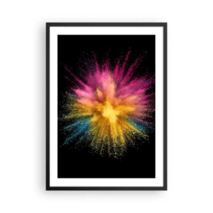 Poster in cornice nera - Esplosione di polvere colorata su sfondo nero - 50x70cm - La nascita dei colori - Decorazione murale moderna per soggiorno e camera da letto ARTTOR