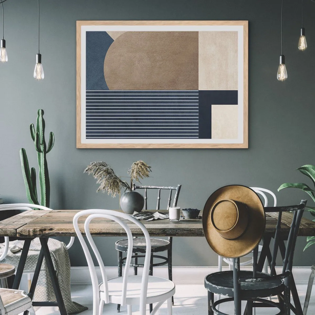 Poster in cornice rovere chiaro - Composizione di semplicità e rotondità - 50x40 cm