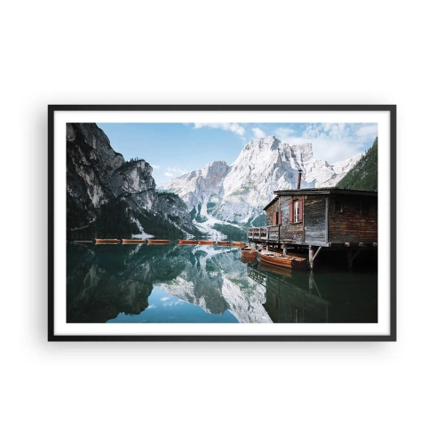 Poster in cornice nera - Mattina cristallina sui monti - 91x61 cm