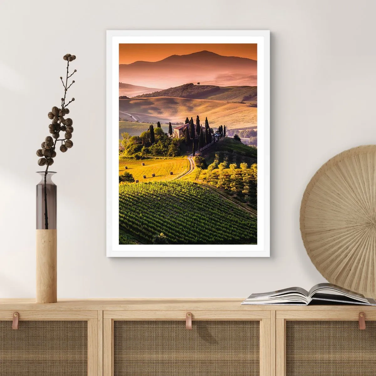 Poster in cornice bianca - Arcadia: paesaggio toscano - 40x50 cm