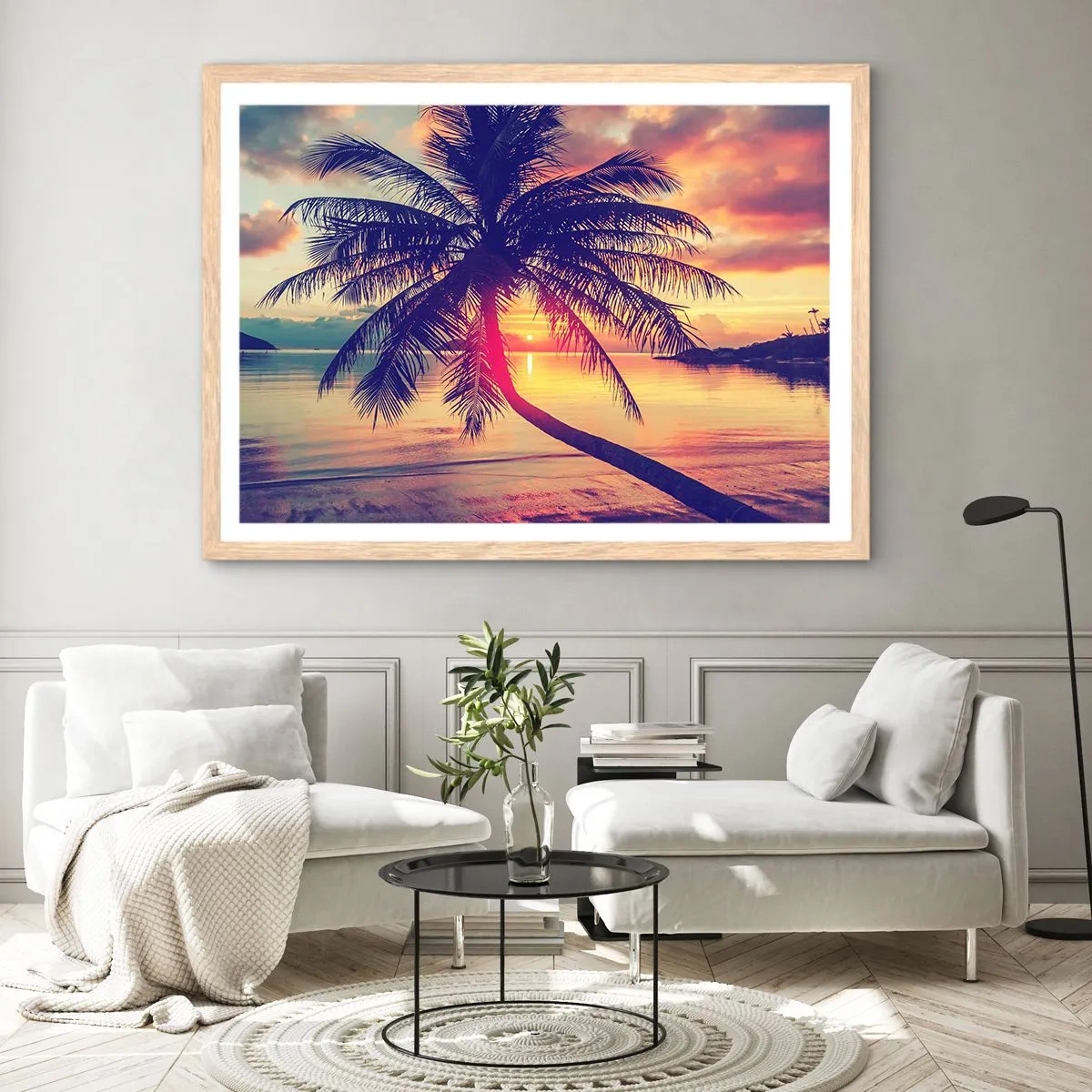 Poster in cornice rovere chiaro - Sera sotto le palme - 91x61 cm