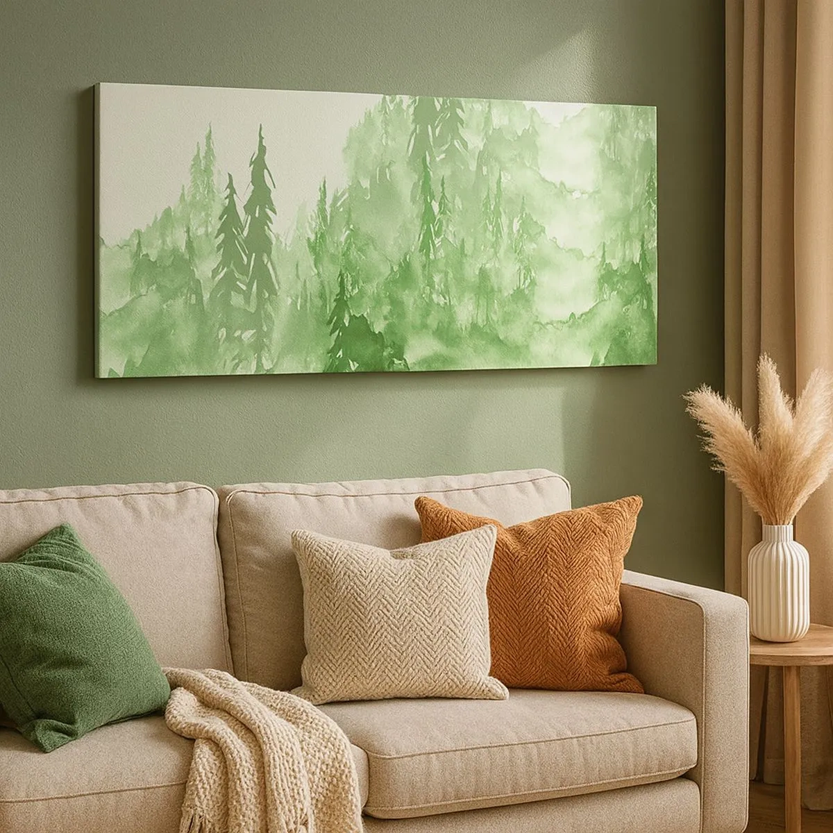 Quadro su tela - Stampe su Tela - Sfocato da una nebbia verde - 100x40 cm