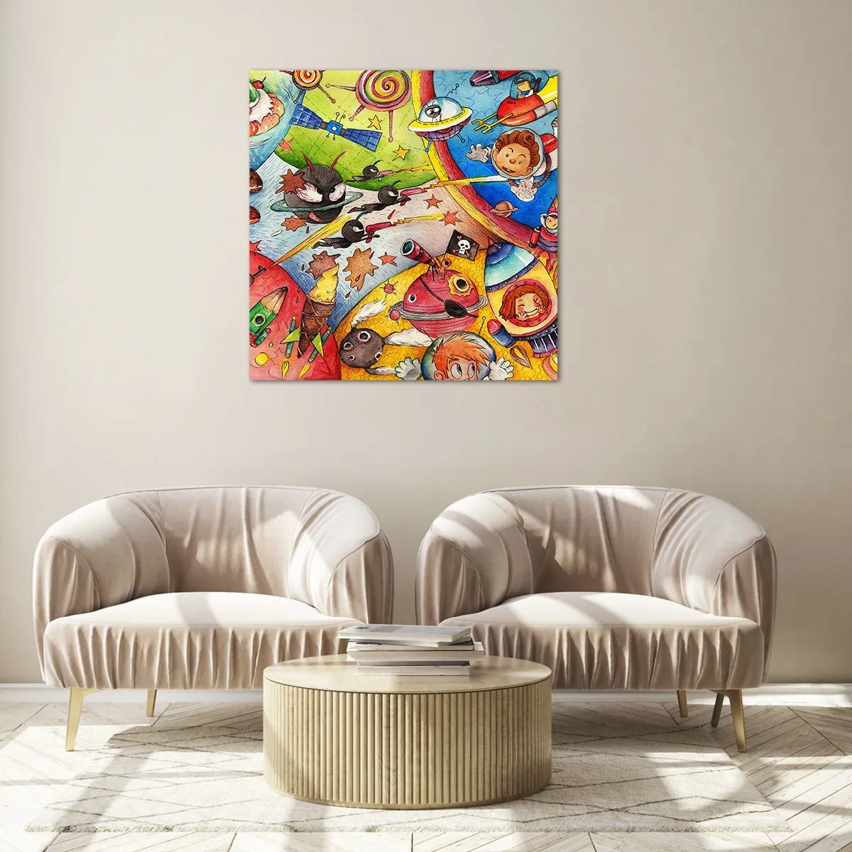 Quadro su vetro - La grande avventura nel cosmo - 70x70 cm