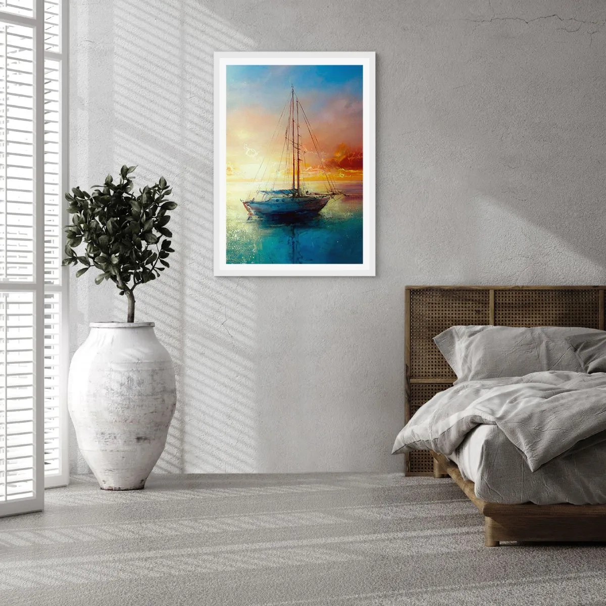 Poster in cornice bianca - Nella baia dorata - 50x70 cm