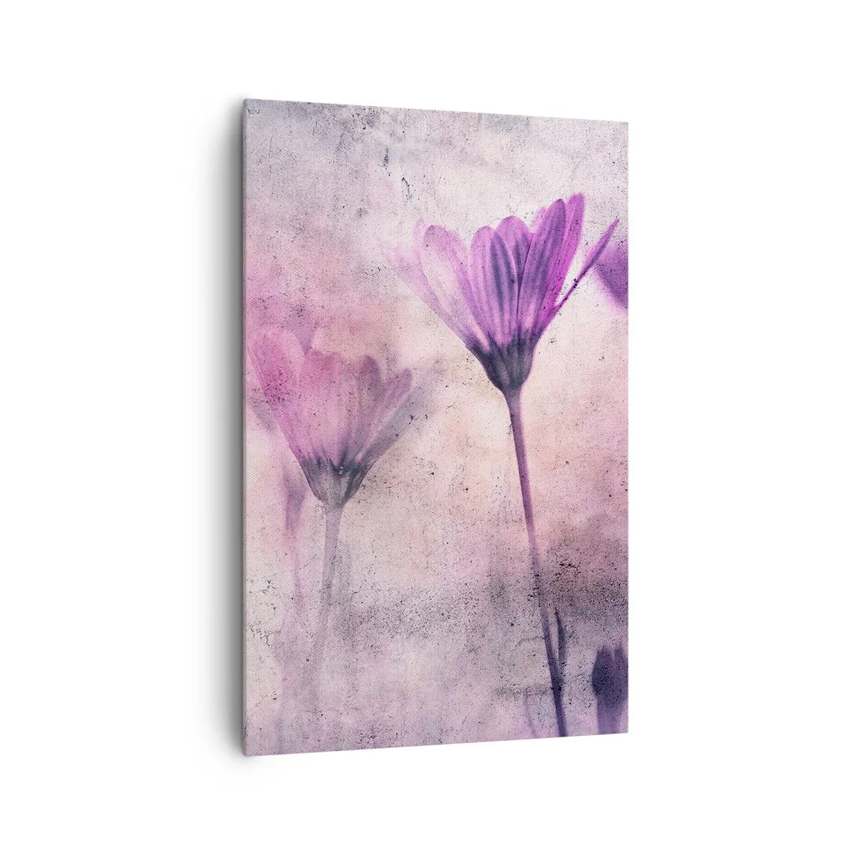 Quadro su tela - Stampe su Tela - Delicati fiori nelle tonalità del viola su uno sfondo chiaro - 80x120cm - Il sogno dei fiori - Decorazione murale moderna per soggiorno e camera da letto ARTTOR