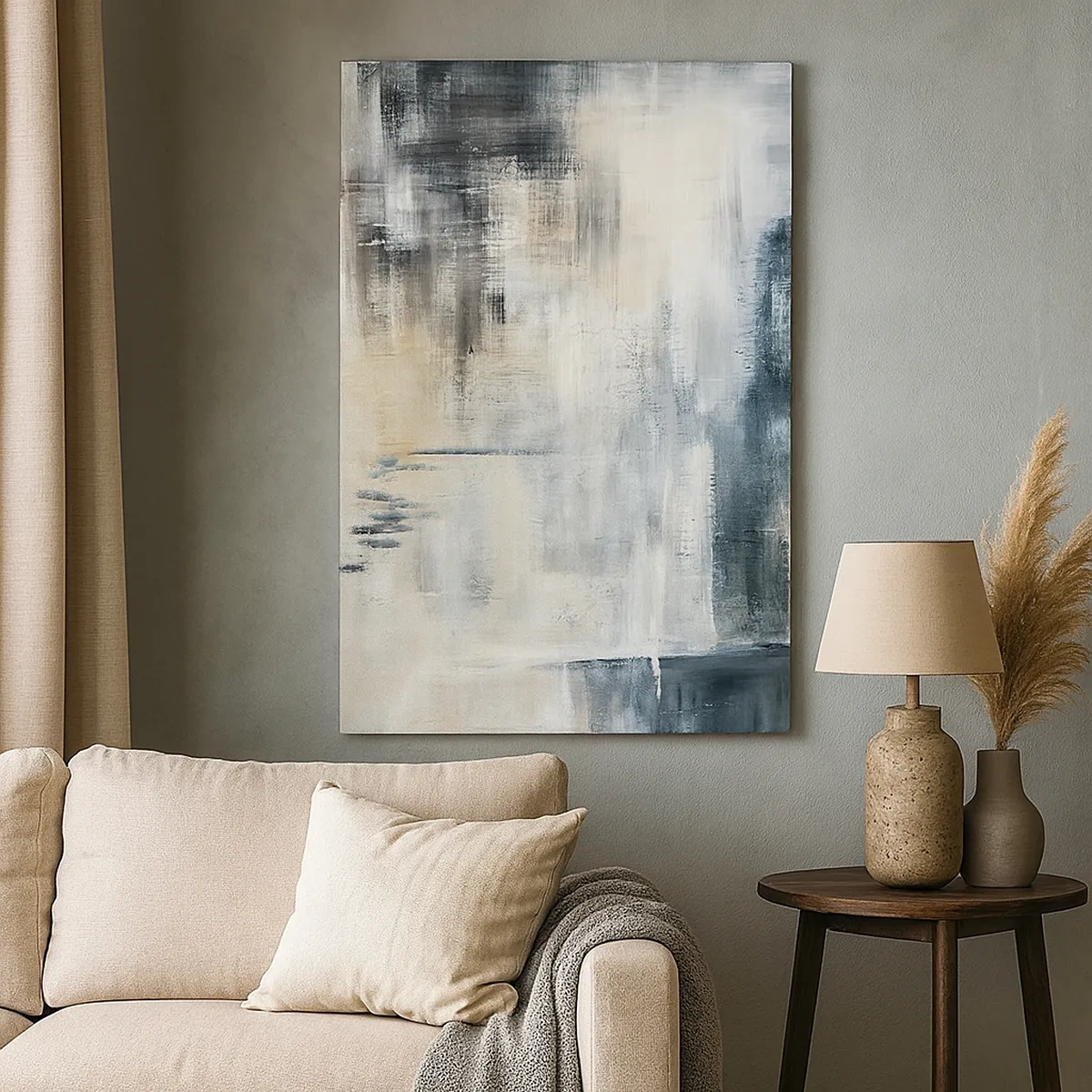 Quadro su tela - Stampe su Tela - Composizione astratta nei toni del blu e del grigio - 50x70cm - Coperti dal blu - Decorazione murale moderna per soggiorno e camera da letto ARTTOR