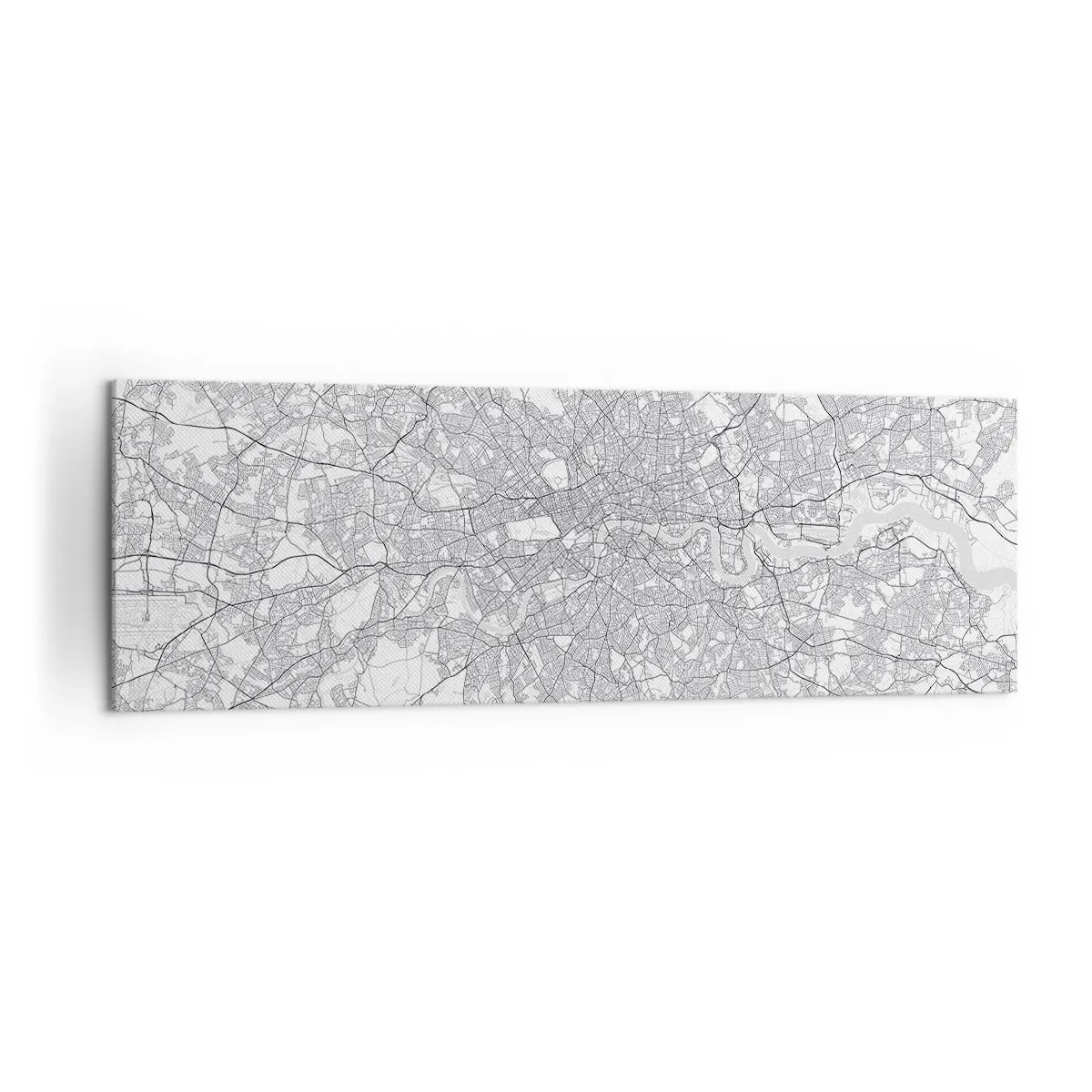 Quadro su tela - Stampe su Tela - Una mappa della città minimalista nei toni del grigio - 160x50cm - Mappa del labirinto di Londra - Decorazione murale moderna per soggiorno e camera da letto ARTTOR