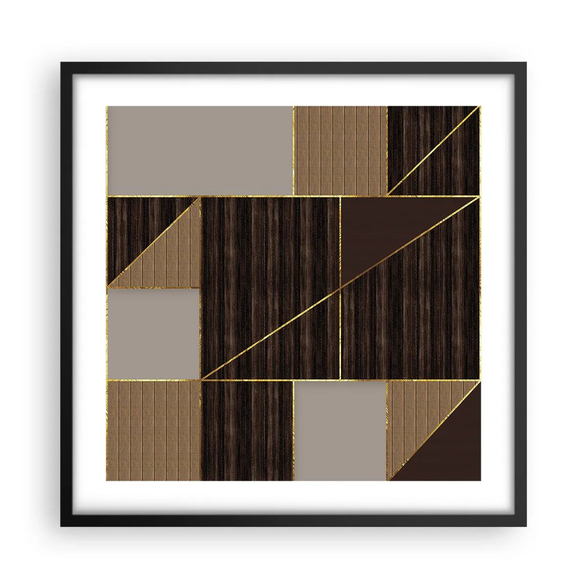 Poster in cornice nera - Mosaico di marrone e oro - 50x50 cm