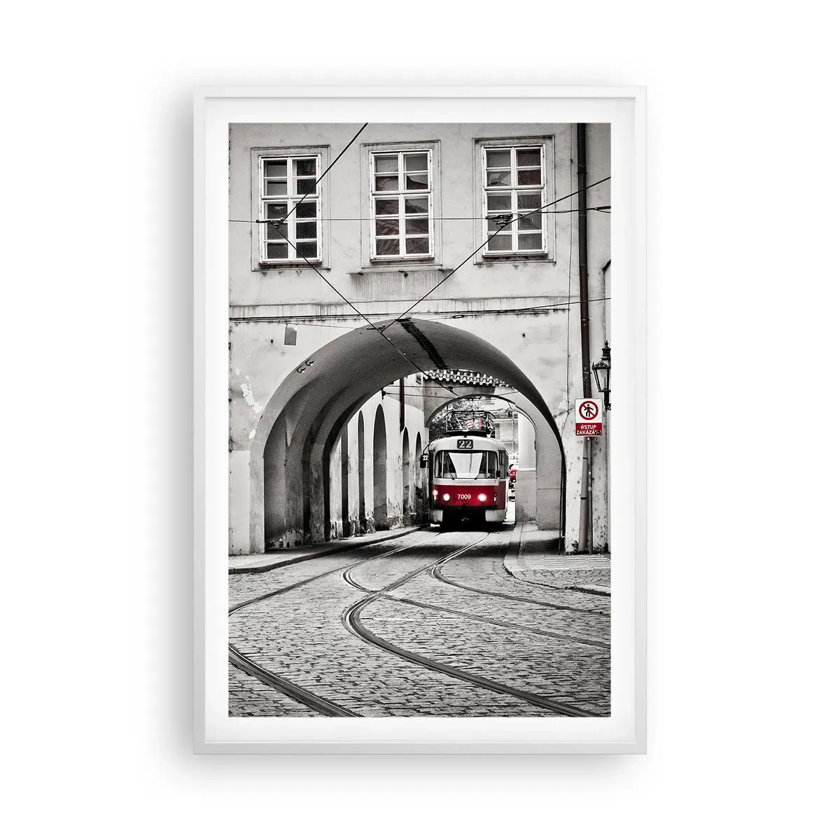 Poster in cornice bianca - Attraverso il labirinto cittadino - 61x91 cm