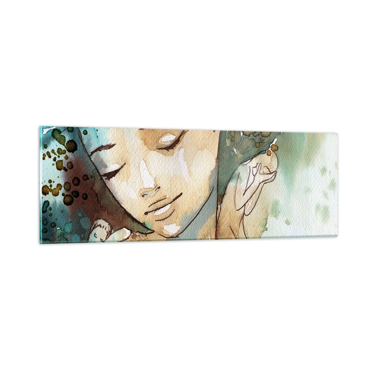 Quadro su vetro - Lady in blue - 90x30 cm