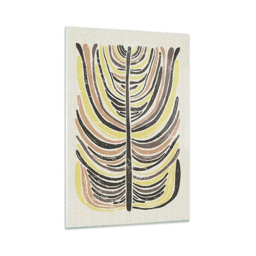Quadro su vetro - Motivo astratto a foglia nei toni della terra - 80x120cm - Astrazione piena di vita - Decorazione murale moderna per soggiorno e camera da letto ARTTOR
