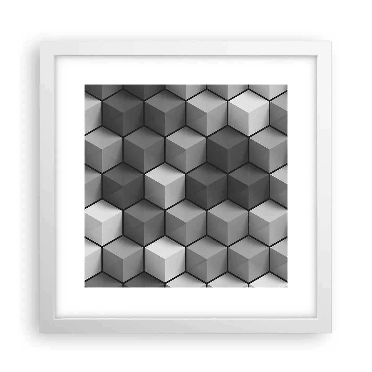 Poster in cornice bianca - Puzzle cubista - 30x30 cm
